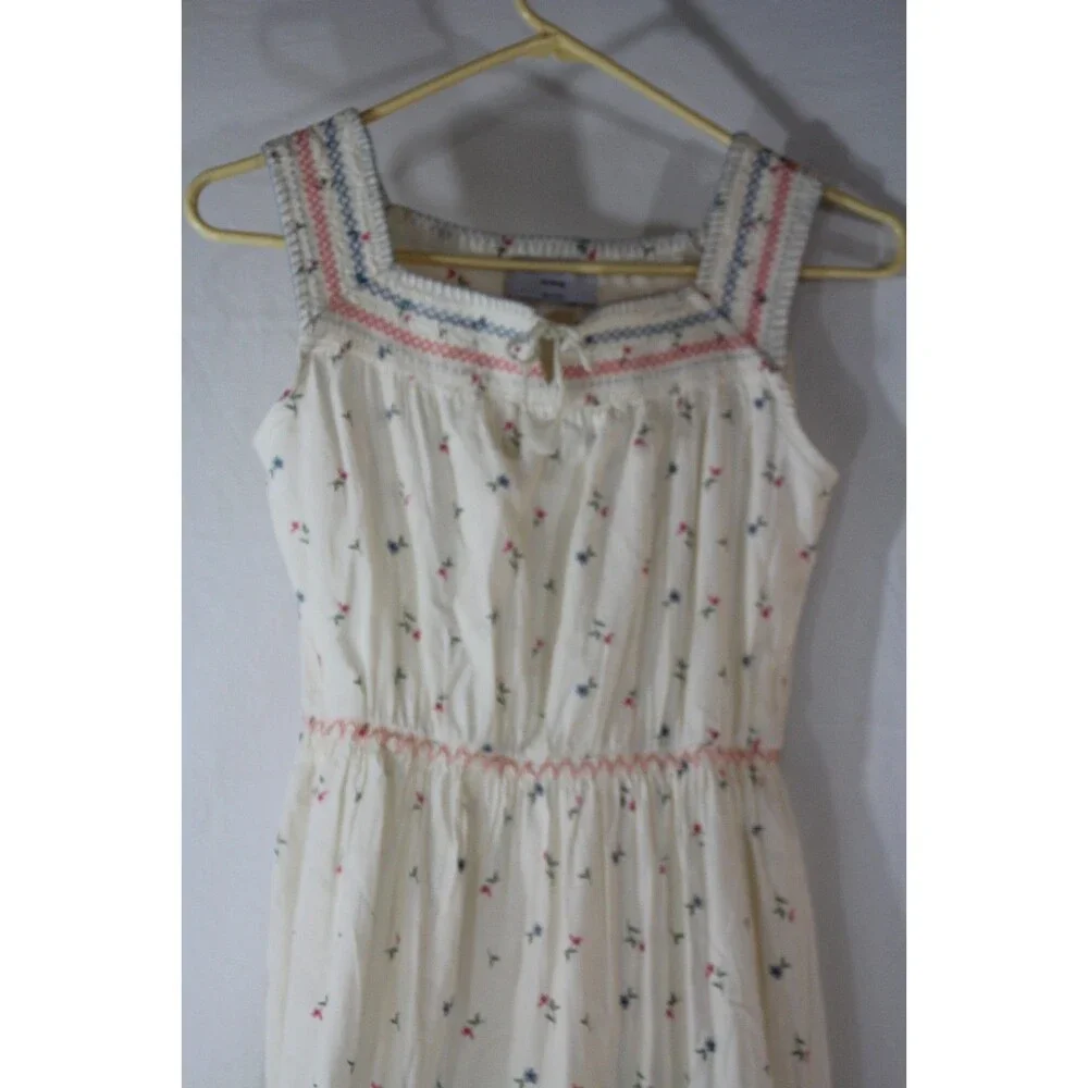 Old Navy Girl's XL Sleeveless Embroidered Maxi Dress Floral Tiered Cream Boho